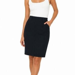 Dazz Black Pencil Midi Skirt